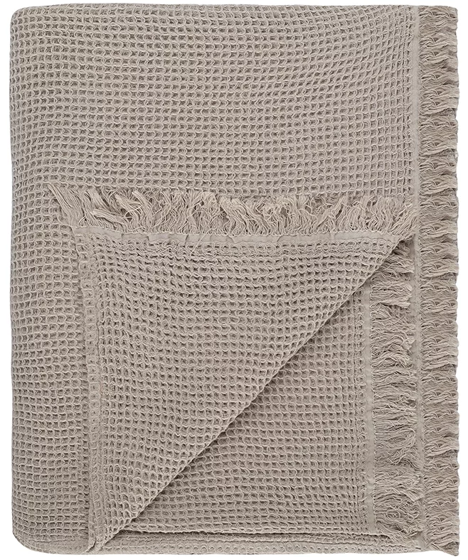 Покрывало вафельное из хлопка Essential 230X250 CM серо-бежевого цвета Tkano — изображение 7