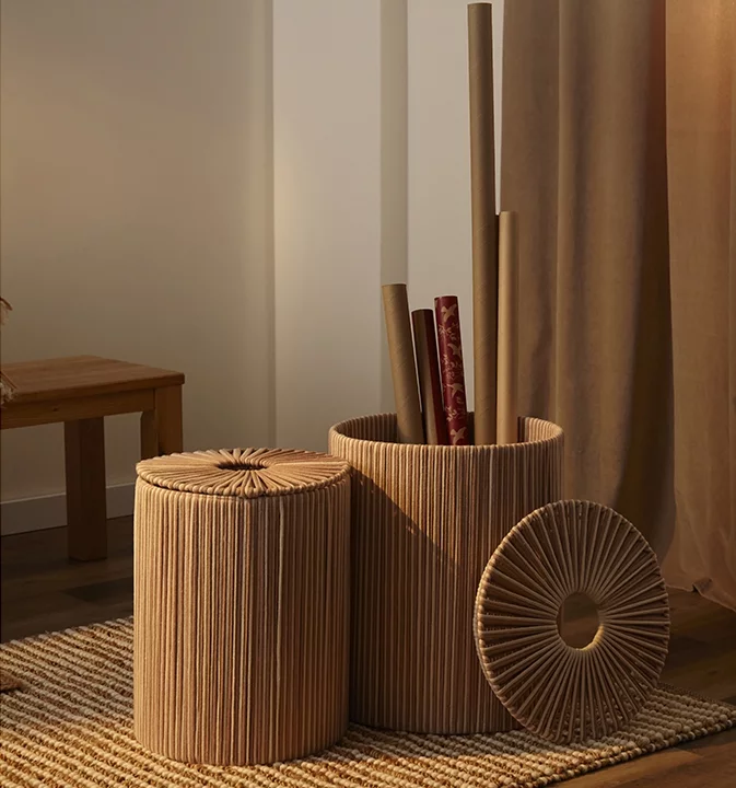 Корзина плетеная Dholak Beige Ethnic 35X35X45 CM Tkano — изображение 4
