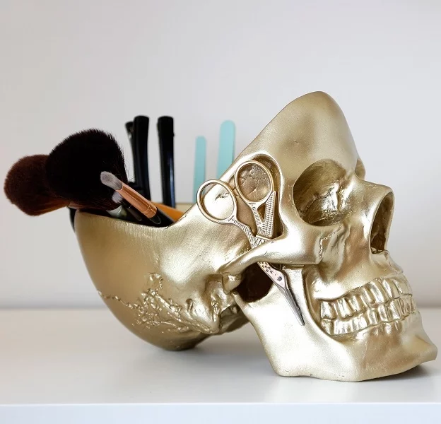 Органайзер для мелочей Skull 13X22X16 CM золотого цвета Suck UK — изображение 2