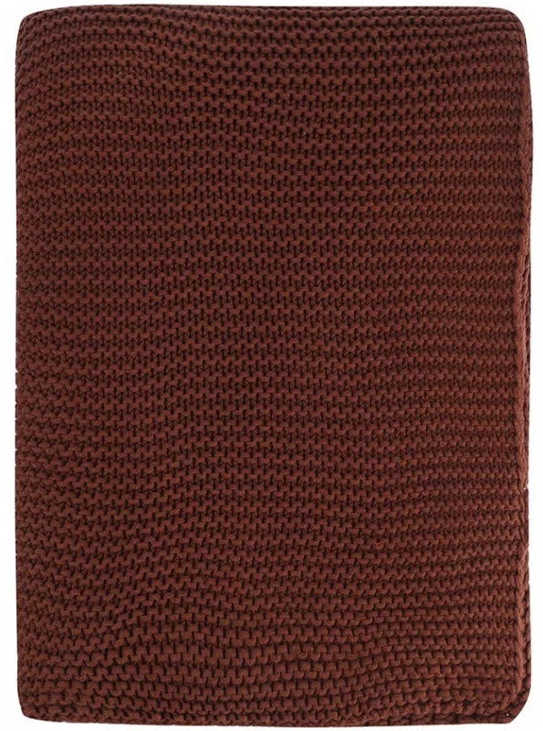 Плед из хлопка жемчужной вязки Essential 130X180 CM коричневого цвета Tkano