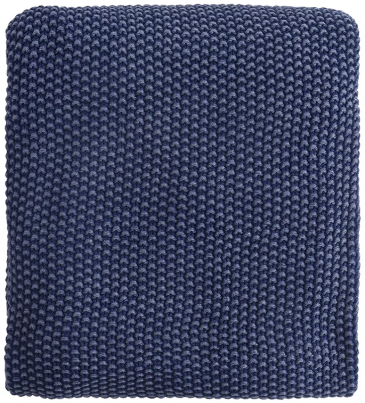 Плед из стираного хлопка Essential 180X130 CM тёмно-синего цвета Tkano — изображение 2