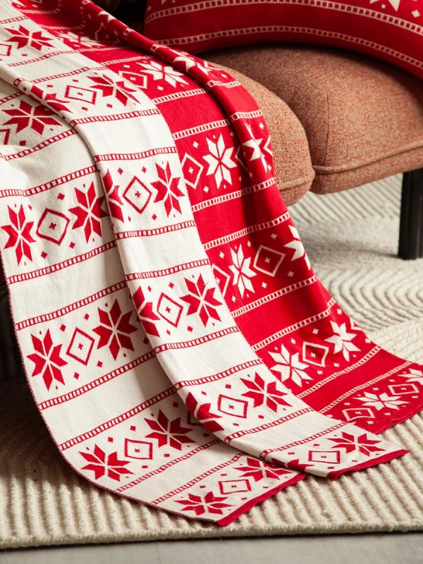 Плед из хлопка с новогодним рисунком Frostwork 130X180 CM Tkano — изображение 3
