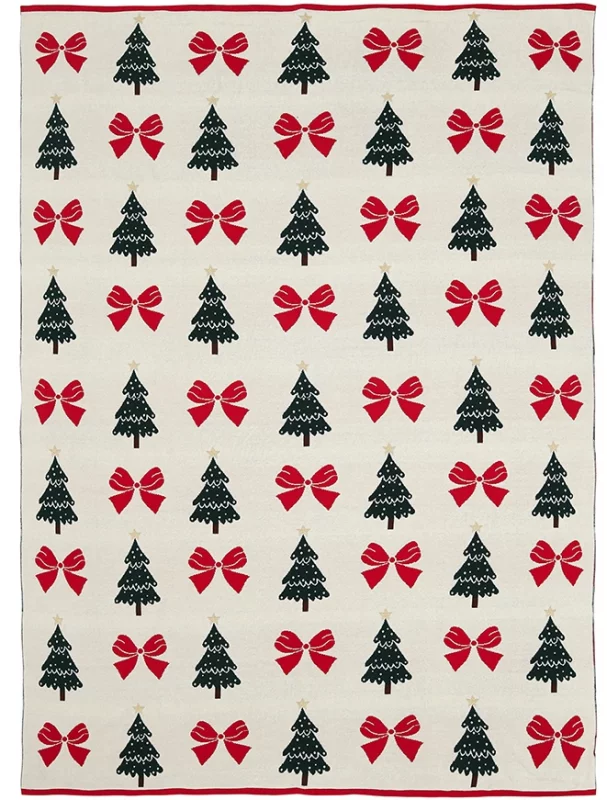 Плед из хлопка с новогодним рисунком Christmas Bows 130X180 CM Tkano — изображение 4