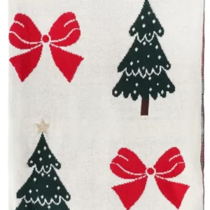 Плед из хлопка с новогодним рисунком Christmas Bows 130X180 CM Tkano