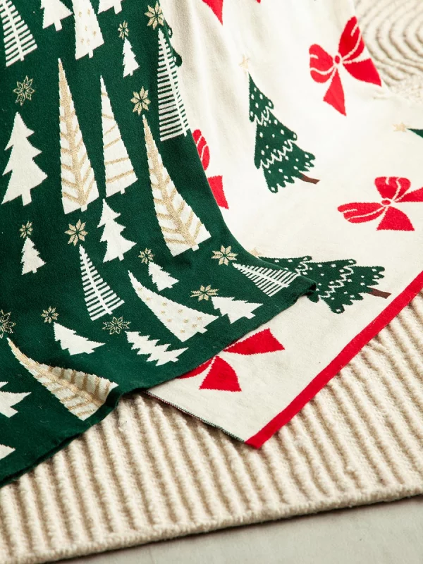 Плед из хлопка с новогодним рисунком Christmas Bows 130X180 CM Tkano — изображение 3