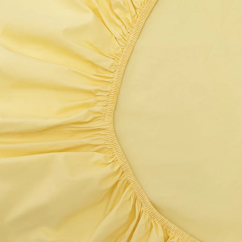 Простыня на резинке из перкаля Essential 180X200X30 CM светло-желтого цвета Tkano — изображение 3