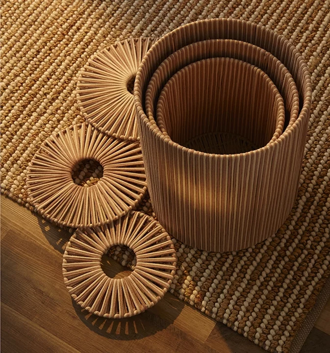 Корзина плетеная Dholak Beige Ethnic 35X35X45 CM Tkano — изображение 6