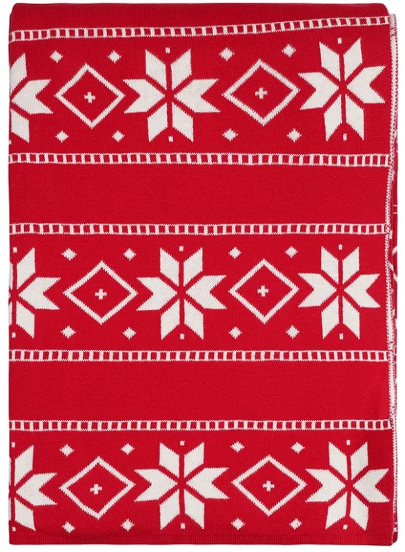 Плед из хлопка с новогодним рисунком Frostwork 130X180 CM Tkano