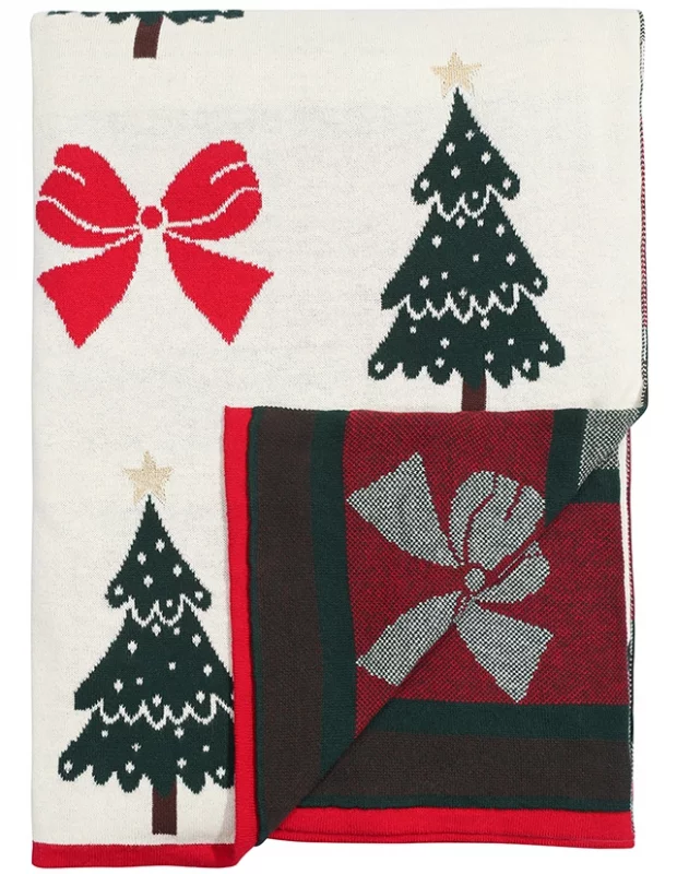 Плед из хлопка с новогодним рисунком Christmas Bows 130X180 CM Tkano — изображение 5